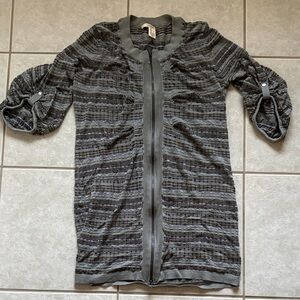 DKNY Jeans Gray and Lavender Zippered Sweater